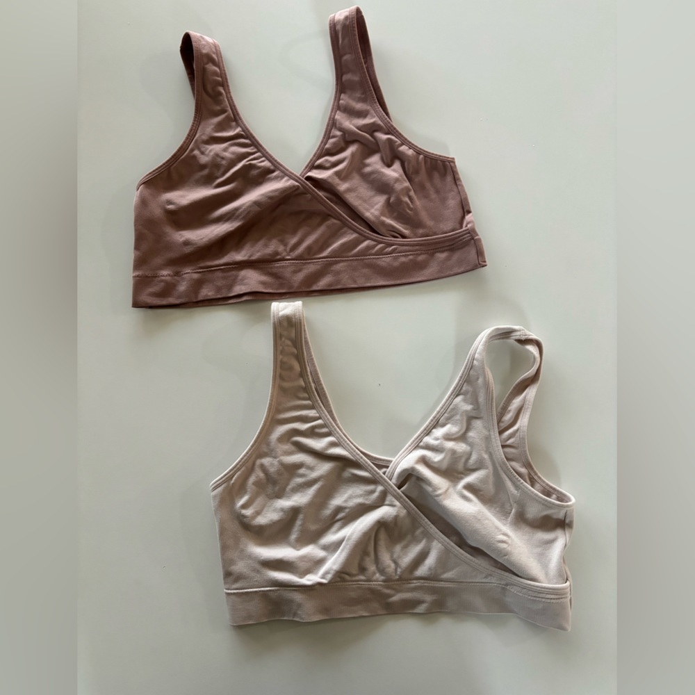 Auden Nursing Unlined Seamless Light Pink & Mauve  Bra Bundle Size XL